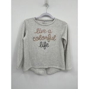 Old Navy Live A Colorful Life Statement Tee Gray Girl's Size Large 10-12